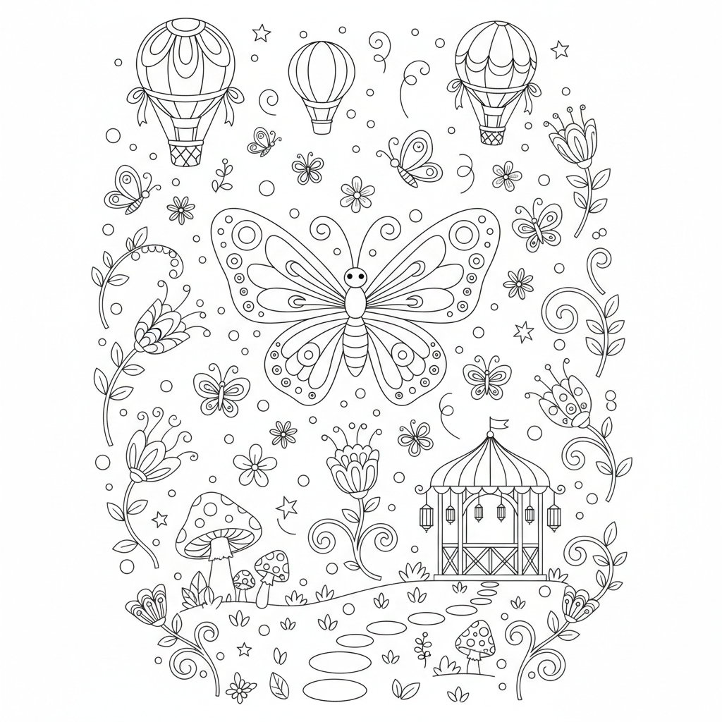 A playful butterfly themed scene with fun details and decorations