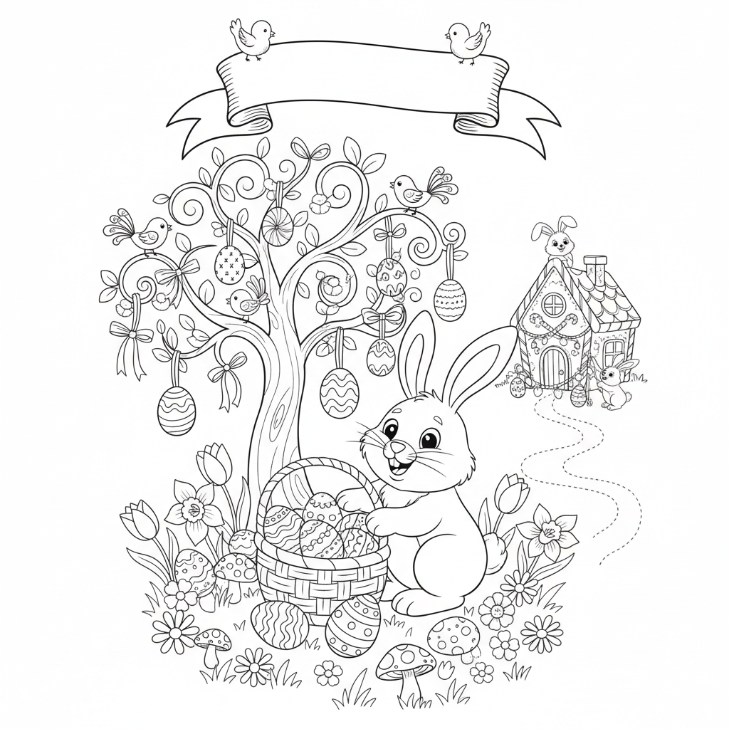 A playful easter themed scene with fun details and decorations