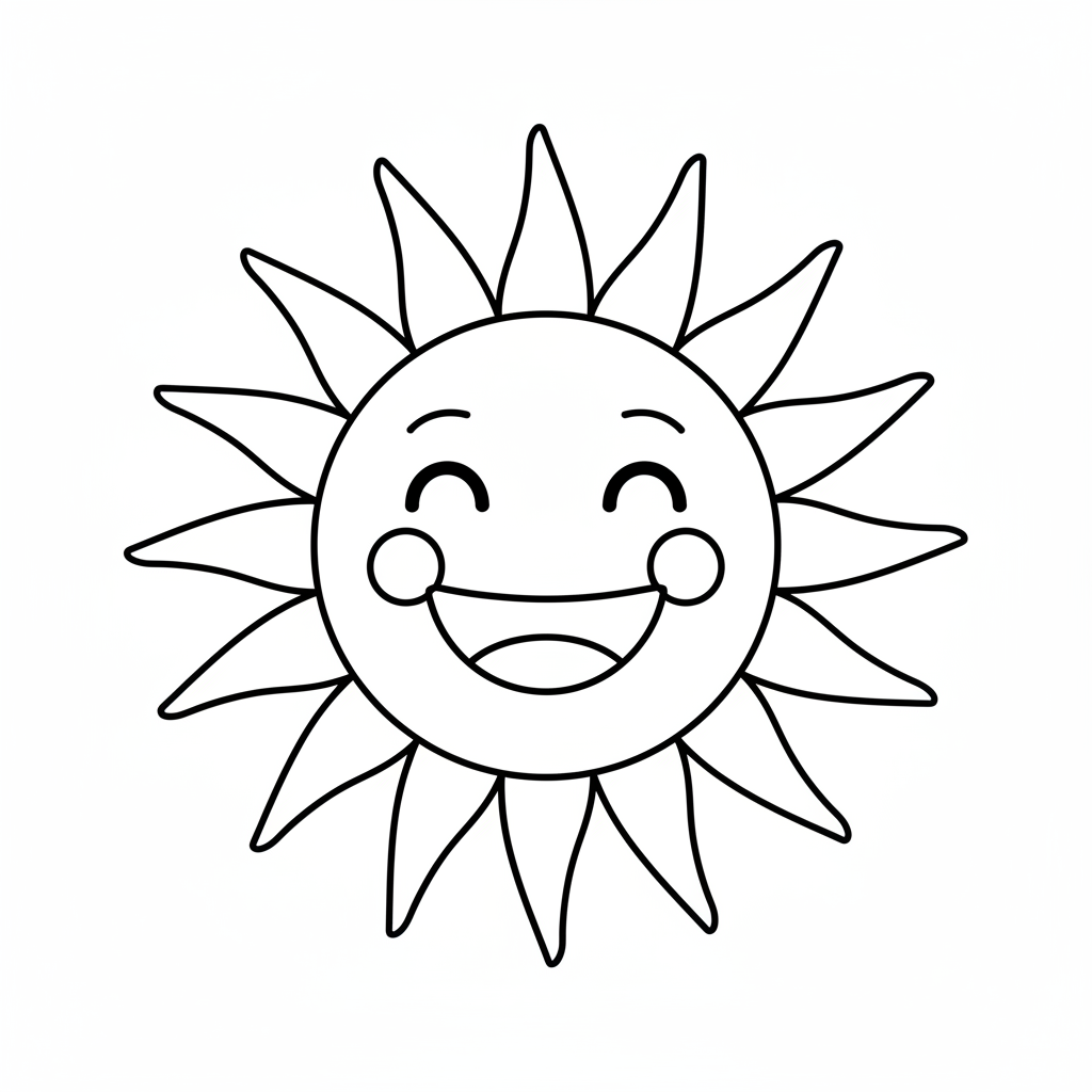 A big smiling sun with simple rays and a happy face