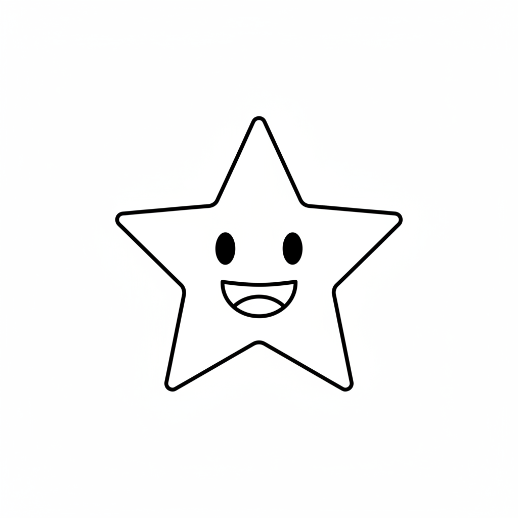 A simple five-pointed star with a smiley face