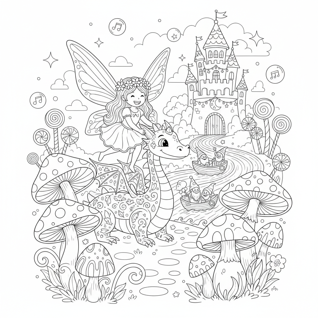 A playful fairy tale themed scene with fun details and decorations