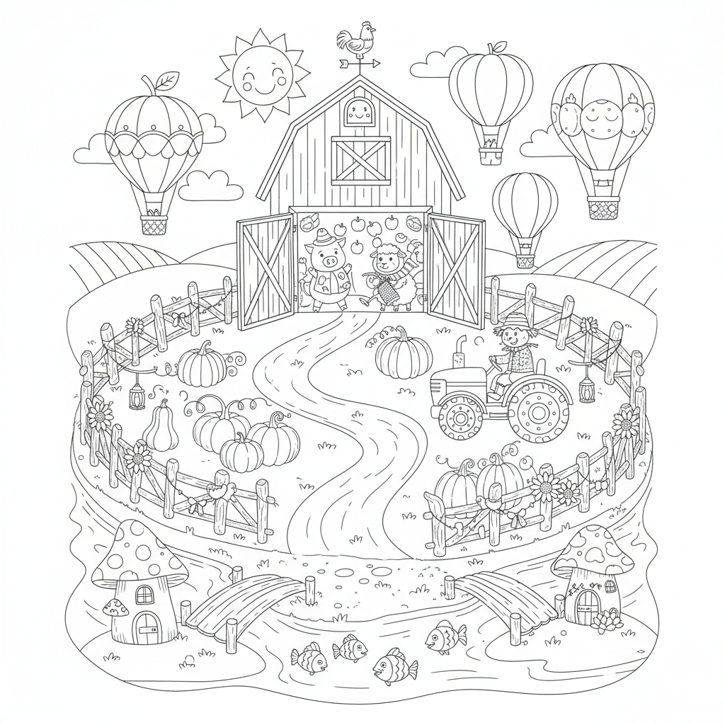 A playful farm themed scene with fun details and decorations