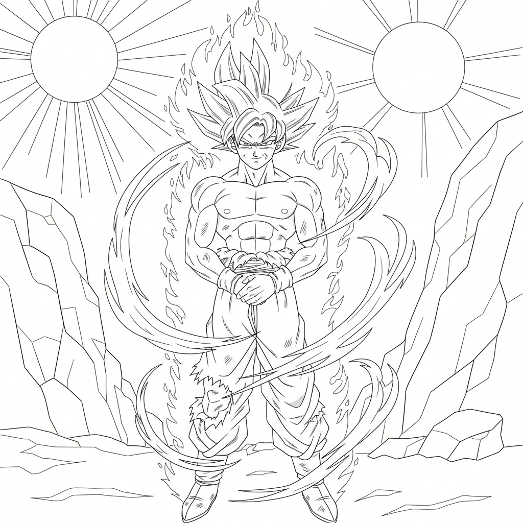 Goku in Ultra Instinct form with silver aura and calm pose