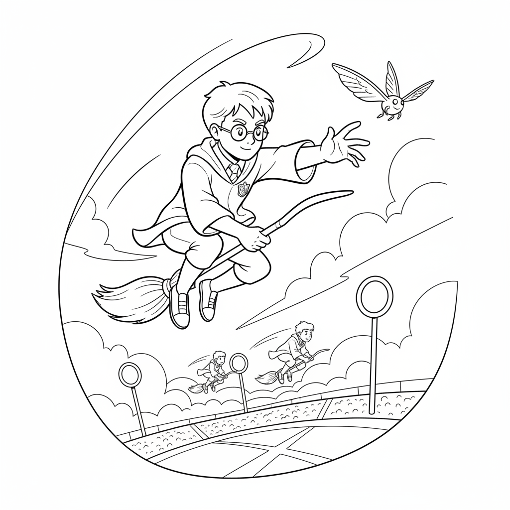 Harry catching the Golden Snitch during a Quidditch match