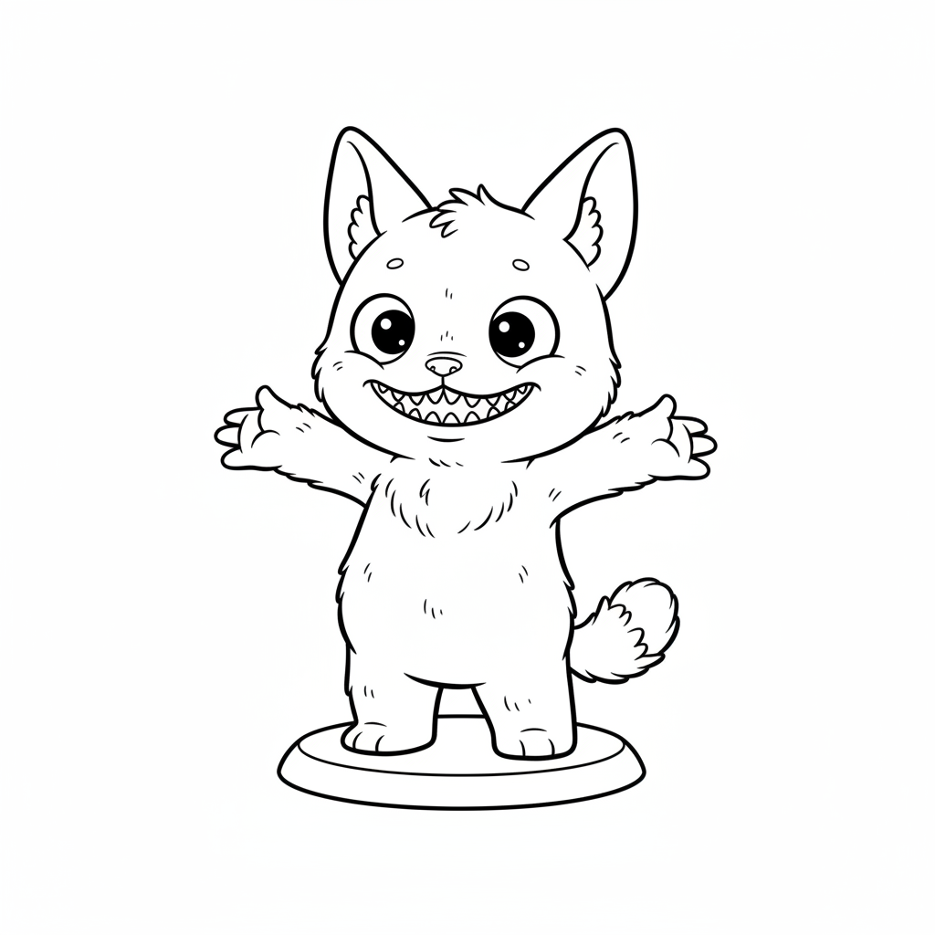 Labubu in his classic pose with big eyes and mischievous grin