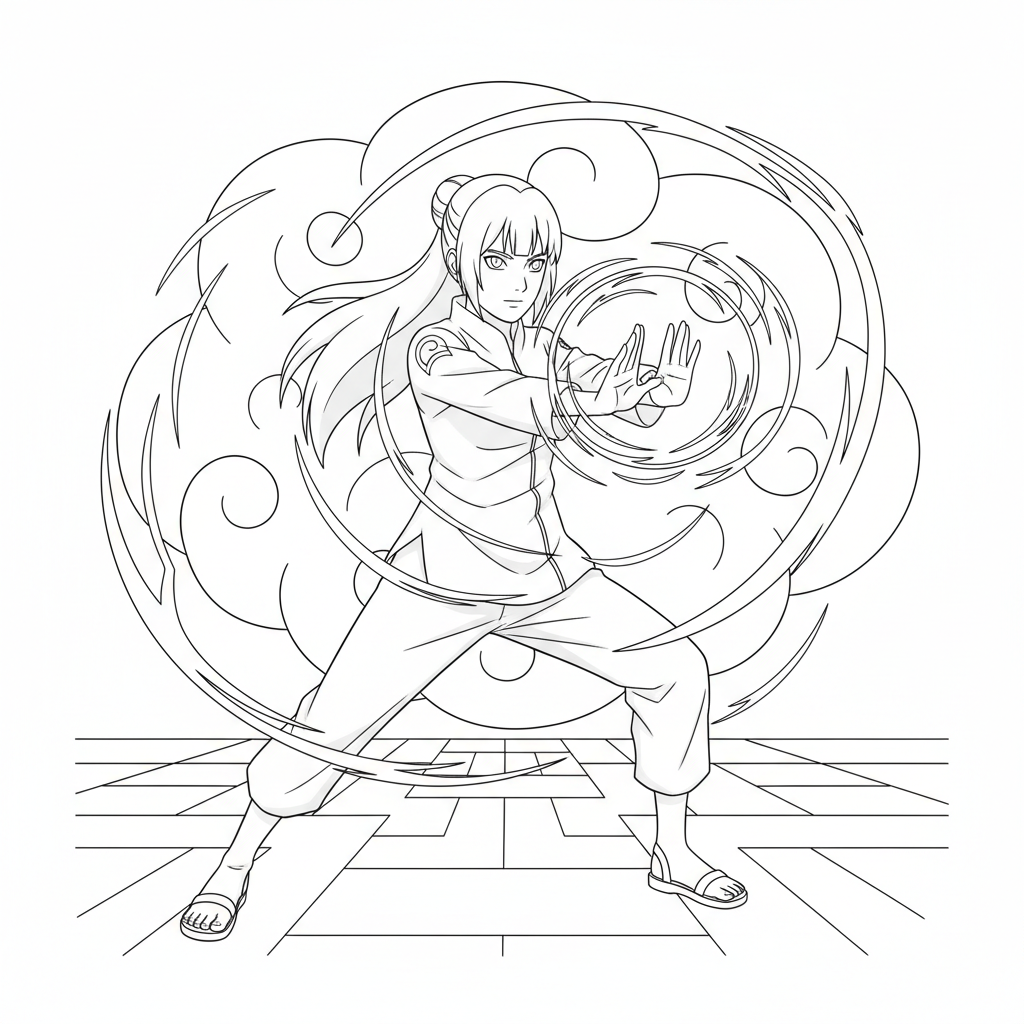 Hinata Hyuga in a gentle fist fighting stance