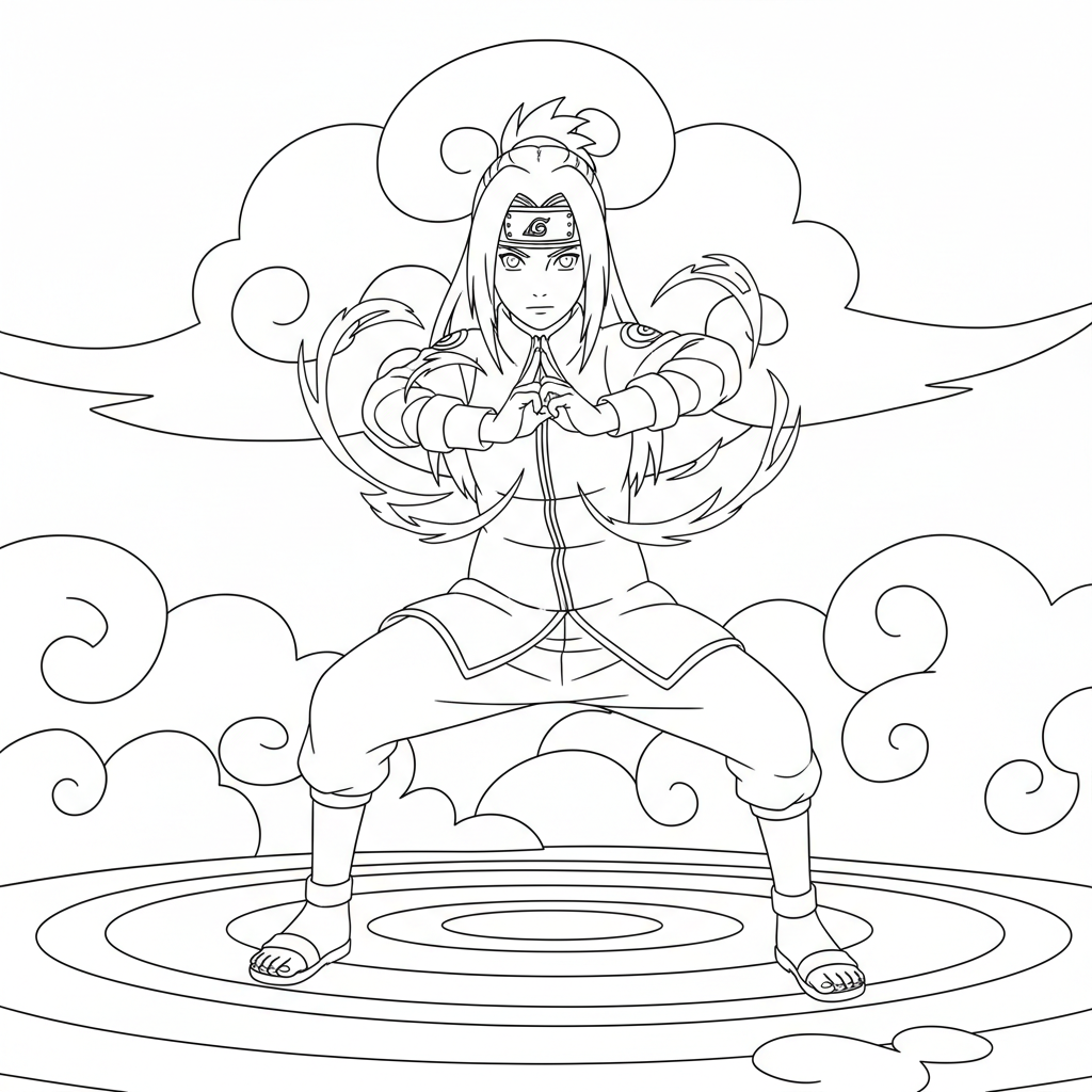 Hinata Hyuga in a gentle fist fighting stance