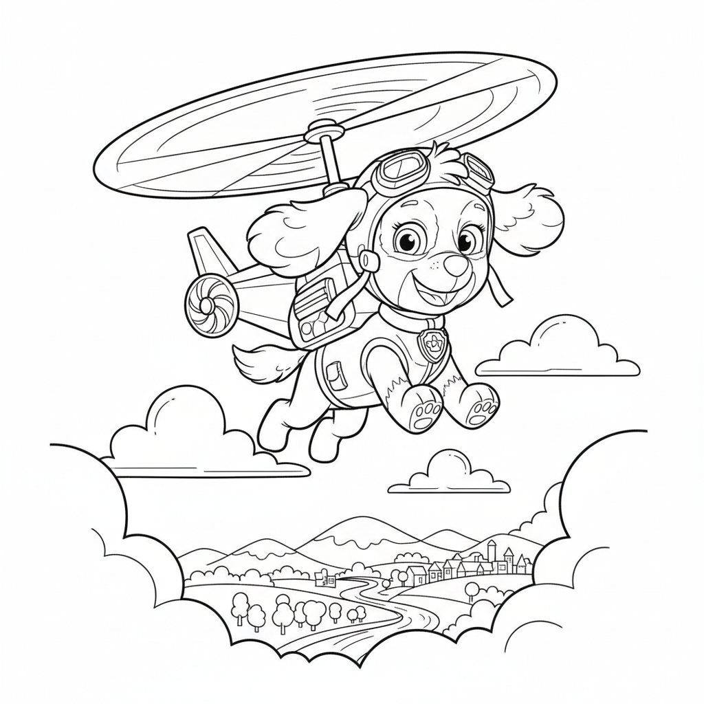 Skye the Cockapoo flying with her helicopter backpack