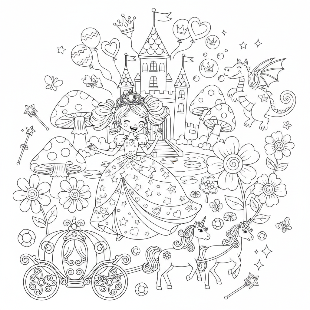 A playful princess themed scene with fun details and decorations