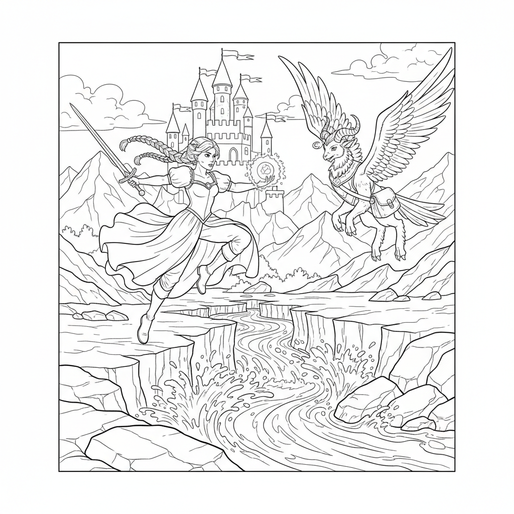 A princess adventure scene with excitement and movement