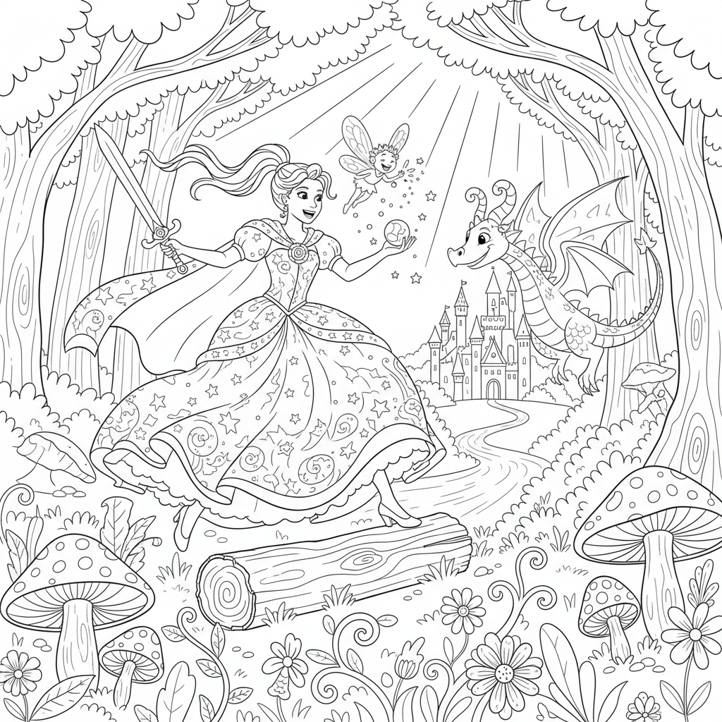 A princess adventure scene with excitement and movement