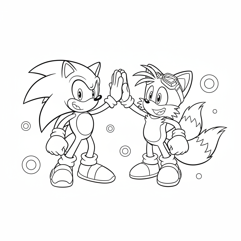 Sonic and Tails together giving a high five