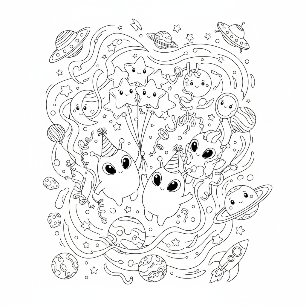 Space coloring pages