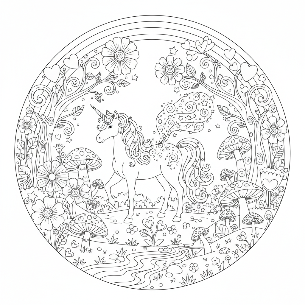 A magical unicorn scene with sparkles and fairy dust